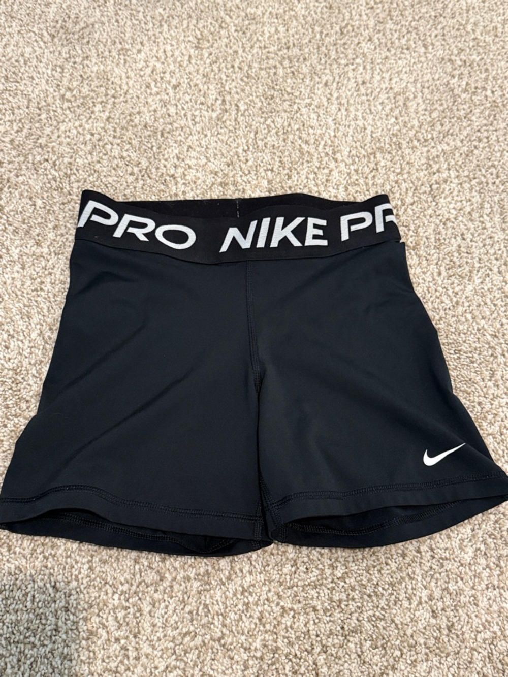 Nike Women's Black Pro Training Shorts with White Swoosh